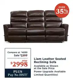 La Z Boy Liam Leather Seated Reclining Sofa offer