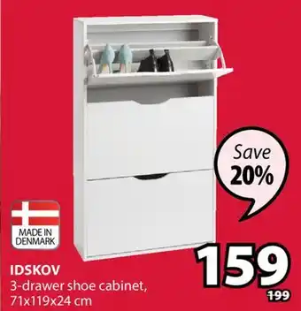 JYSK IDSKOV 3-drawer shoe cabinet offer