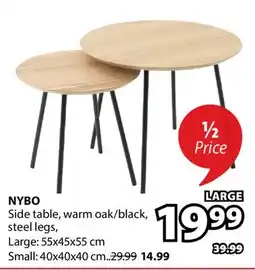 JYSK NYBO Side table, warm oak/black, steel legs offer