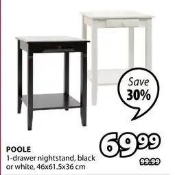 JYSK POOLE 1-drawer nightstand offer