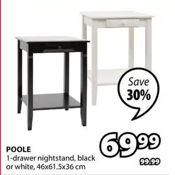 JYSK POOLE 1-drawer nightstand offer