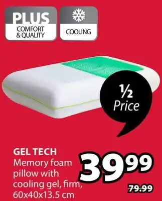JYSK GEL TECH Memory foam pillow with cooling gel offer