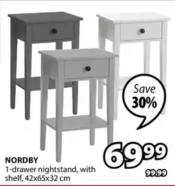 JYSK NORDBY 1-drawer nightstand offer