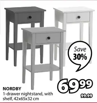 JYSK NORDBY 1-drawer nightstand offer