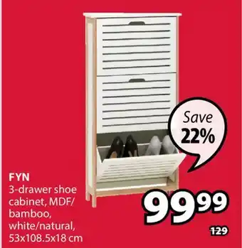 JYSK FYN 3-drawer shoe cabinet offer