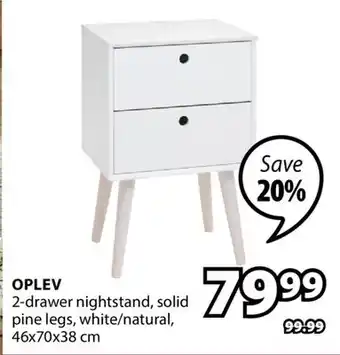 JYSK OPLEV 2-drawer nightstand offer