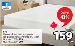 JYSK F15 Memory foam mattress, plush, roll-packed for easy transport, 15 cm offer
