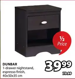 JYSK DUNBAR 1-drawer nightstand, espresso finish offer