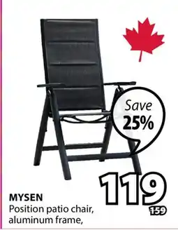 JYSK MYSEN Position patio chair, aluminum frame offer