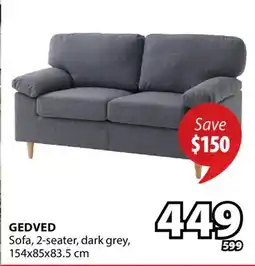 JYSK GEDVED Sofa, 2-seater, dark grey offer