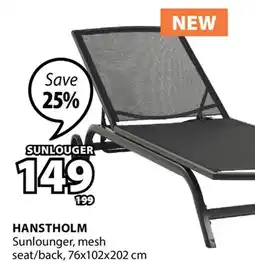 JYSK HANSTHOLM Sunlounger, mesh seat/back offer