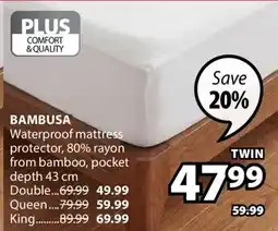 JYSK BAMBUSA Waterproof mattress protector offer