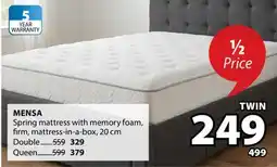 JYSK MENSA Spring mattress with memory foam offer