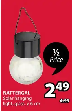 JYSK NATTERGAL Solar hanging light offer