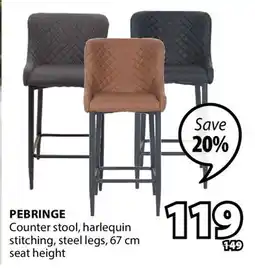 JYSK PEBRINGE Counter stool harlequin stitching offer