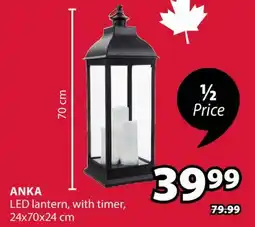 JYSK ANKA LED lantern, with timer, 24x70x24 cm offer