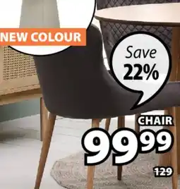 JYSK PEBRINGE Dining chair, velour, harlequin stitching, steel legs, grey/oak offer