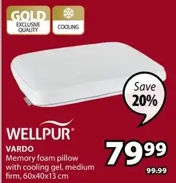 JYSK WELLPUR VARDO Memory foam pillow with cooling gel medium firm offer