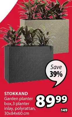 JYSK STOKKAND Garden planter box, 3 planter inlay, polyrattan offer