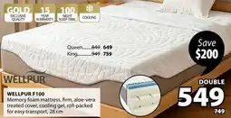 JYSK WELLPUR F100 Memory foam mattress offer