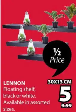 JYSK LENNON Floating shelf, black or white offer