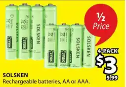 JYSK SOLSKEN Rechargeable batteries offer