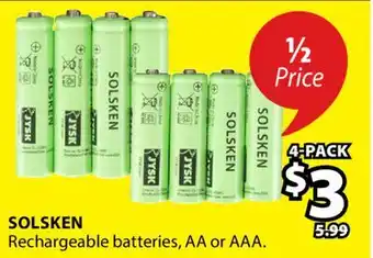 JYSK SOLSKEN Rechargeable batteries offer