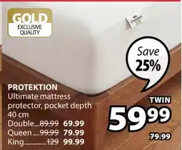 JYSK PROTEKTION Ultimate mattress protector, pocket depth offer