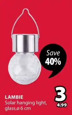 JYSK LAMBIE Solar hanging light offer