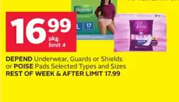 Rexall DEPEND Underwear, Guards or Shields or POISE Pads offer