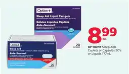 Rexall OPTION+ Sleep Aids Caplets or Capsules 20's or Liquids 177ml offer