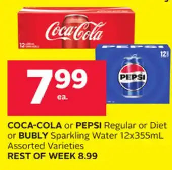 Rexall COCA-COLA or PEPSI Regular or Diet or BUBLY Sparkling Water offer