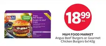 Rexall M&M FOOD MARKET Angus Beef Burgers or Gourmet Chicken Burgers offer