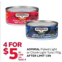 Rexall ADMIRAL Flaked Light or Chunk Light Tuna offer