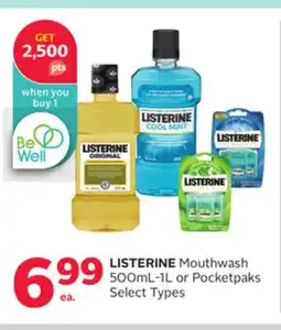 Rexall LISTERINE Mouthwash 500ML-1L or Pocketpaks Select Types offer