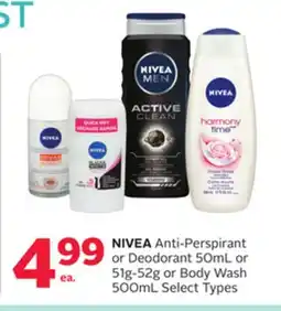 Rexall NIVEA Anti-Perspirant or Deodorant 50mL or 51g-52g or Body Wash 500mL offer