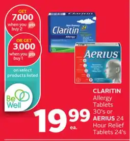 Rexall CLARITIN Allergy Tablets 30's or AERIUS 24 Hour Relief Tablets 24's offer