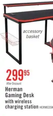 The Brick Herman 50 Gaming Office Desk - Black with Red Trim offer