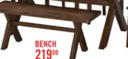 The Brick Plum Dining Bench, Wood, Live-Edge Look, 47.25W- Nutmeg Brown offer