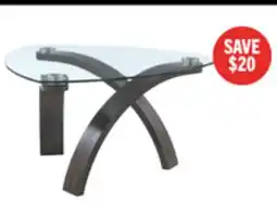 The Brick Jorja 34.75 Modern Glass Top Coffee Table - Brown with Bentwoood Legs offer