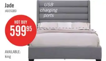 The Brick Jade Upholstered Platform Bed with USB Ports in Grey Fabric - Queen Size offer