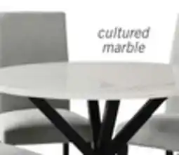 The Brick Verona Dining Table with Culture Marbled Top, Metal, Geometric Base, 42W Round - White offer