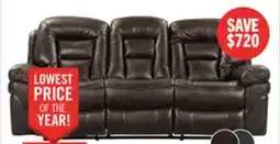 The Brick Leo 87.5 Leather-Look Fabric Reclining Sofa - Walnut Brown offer