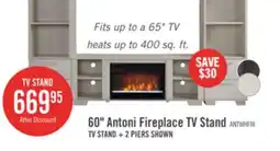The Brick Antoni 62 Modern Electric Fireplace TV Stand with Storage and Cable Management offer