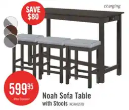 The Brick Noah 60 Modern Dinette with 3 Counter-Height Stools and USB Ports - Grey offer