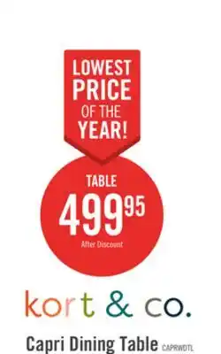 The Brick Kort & Co. Capri Dining Table with Marble-Look Top & Gold Accent, Pedestal Base, 72W - Black/White offer