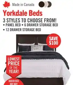 The Brick Yorkdale 12-Drawer Platform Bed with Headboard & Storage Frame, Made in Canada, Brown - Queen Size offer