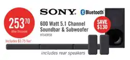 The Brick SONY S40R 5.1 Channel 600W Soundbar with Subwoofer and Wireless Rear Speakers (HTS40R) offer