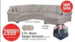 The Brick Scott Living Haven 3-Piece Right-Facing Chenille Fabric Sleeper Sectional with Storage Chaise - Grey offer