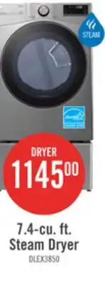 The Brick LG 7.4 Cu. Ft. Smart Electric Dryer with Steam - Graphite Steel - Stackable - DLEX3850V offer